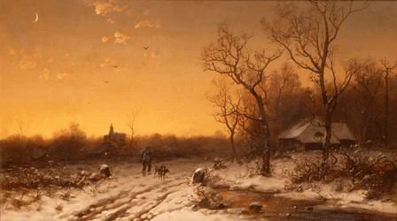 Paisagem de inverno ao pôr do sol